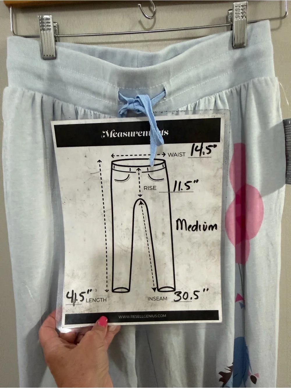 Disney Light Blue Drawstring Lounge Pants with Eeyore. Size M - Picture 7 of 7